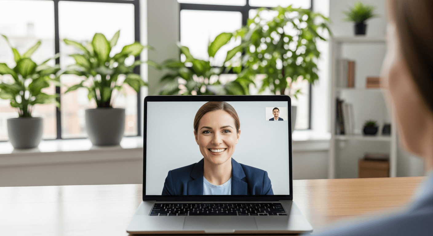 Hiring manager conducting a structured video interview with a candidate