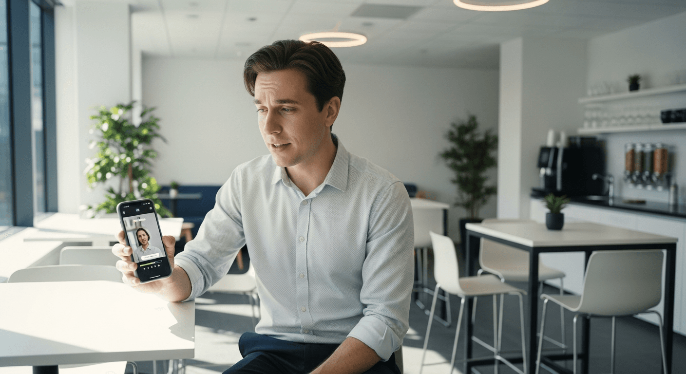 Customer answering a video survey question on their smartphone